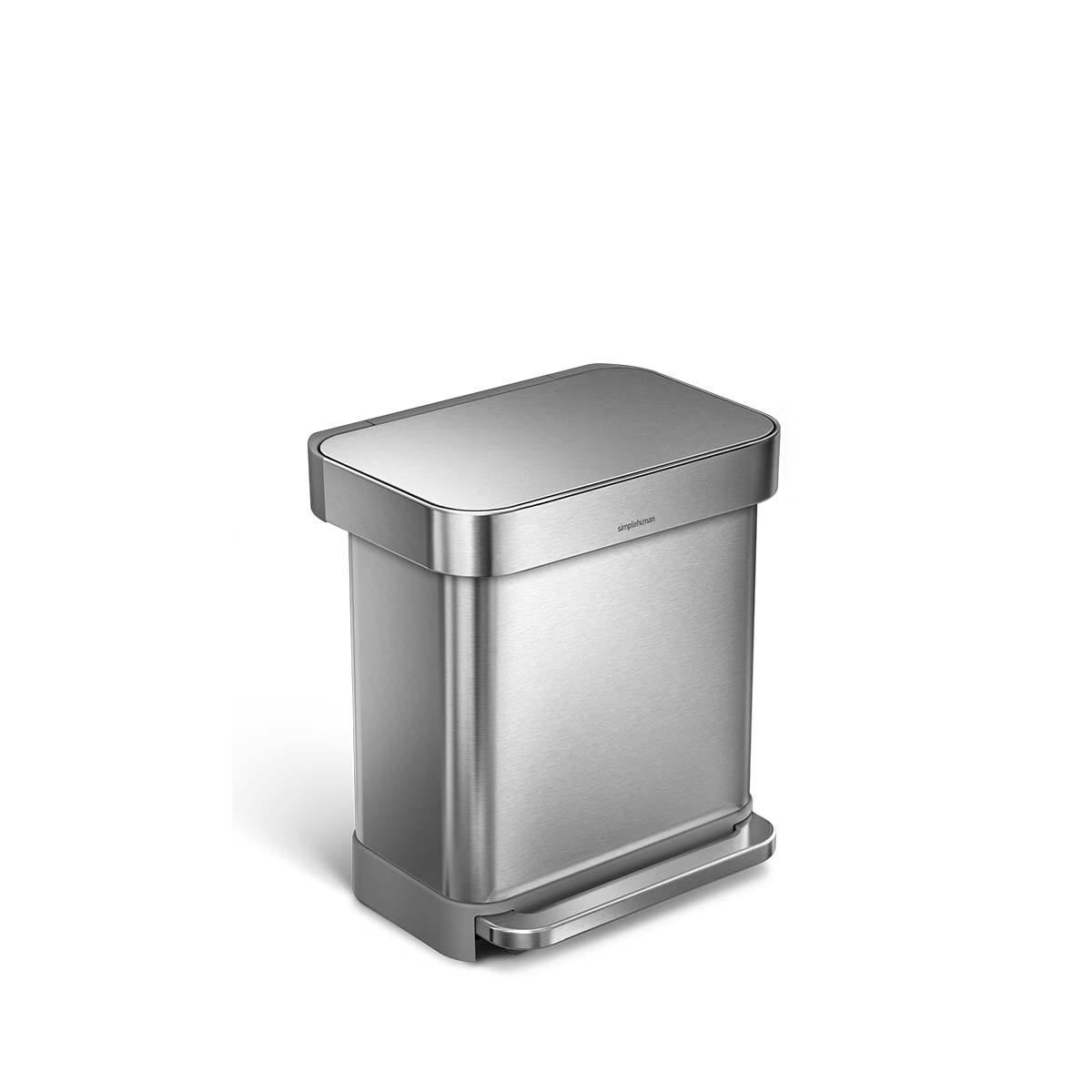 simplehuman 30L rectangular pedal bin with liner pocket