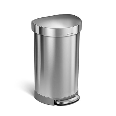 simplehuman 45L semi-round liner rim pedal bin