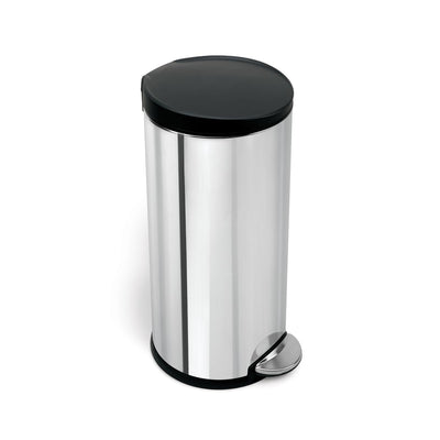 simplehuman 30L classic round pedal bin with plastic lid