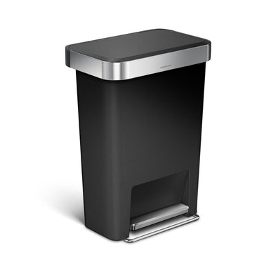 45L plastic rectangular pedal bin with liner pocket