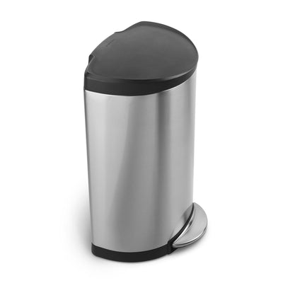 simplehuman 40 litre semi-round pedal bin with plastic lid, brushed stainless steel