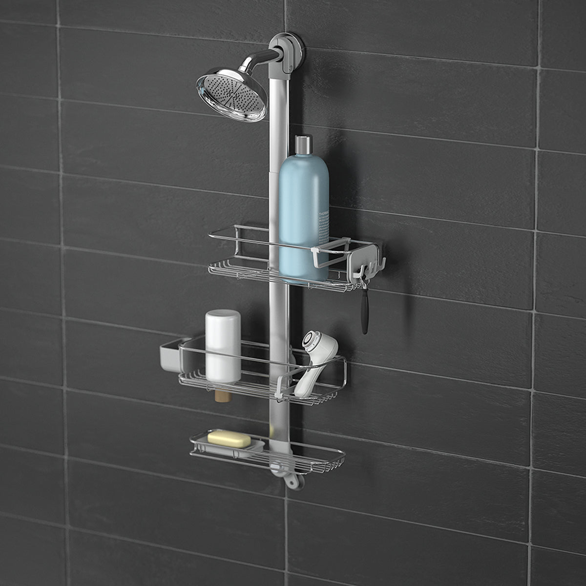 adjustable shower caddy plus - lifestyle black wall image