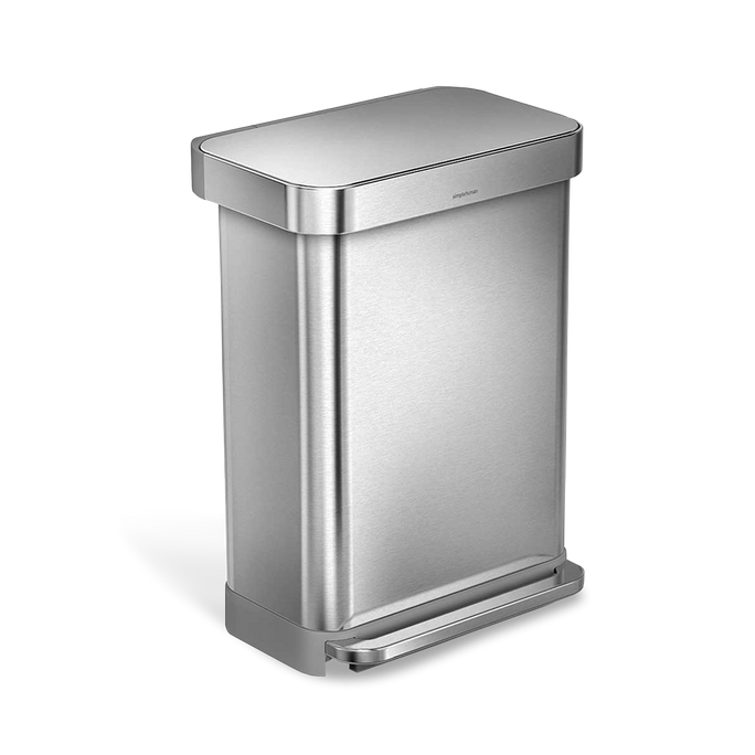 55 litre, rectangular pedal bin with liner pocket