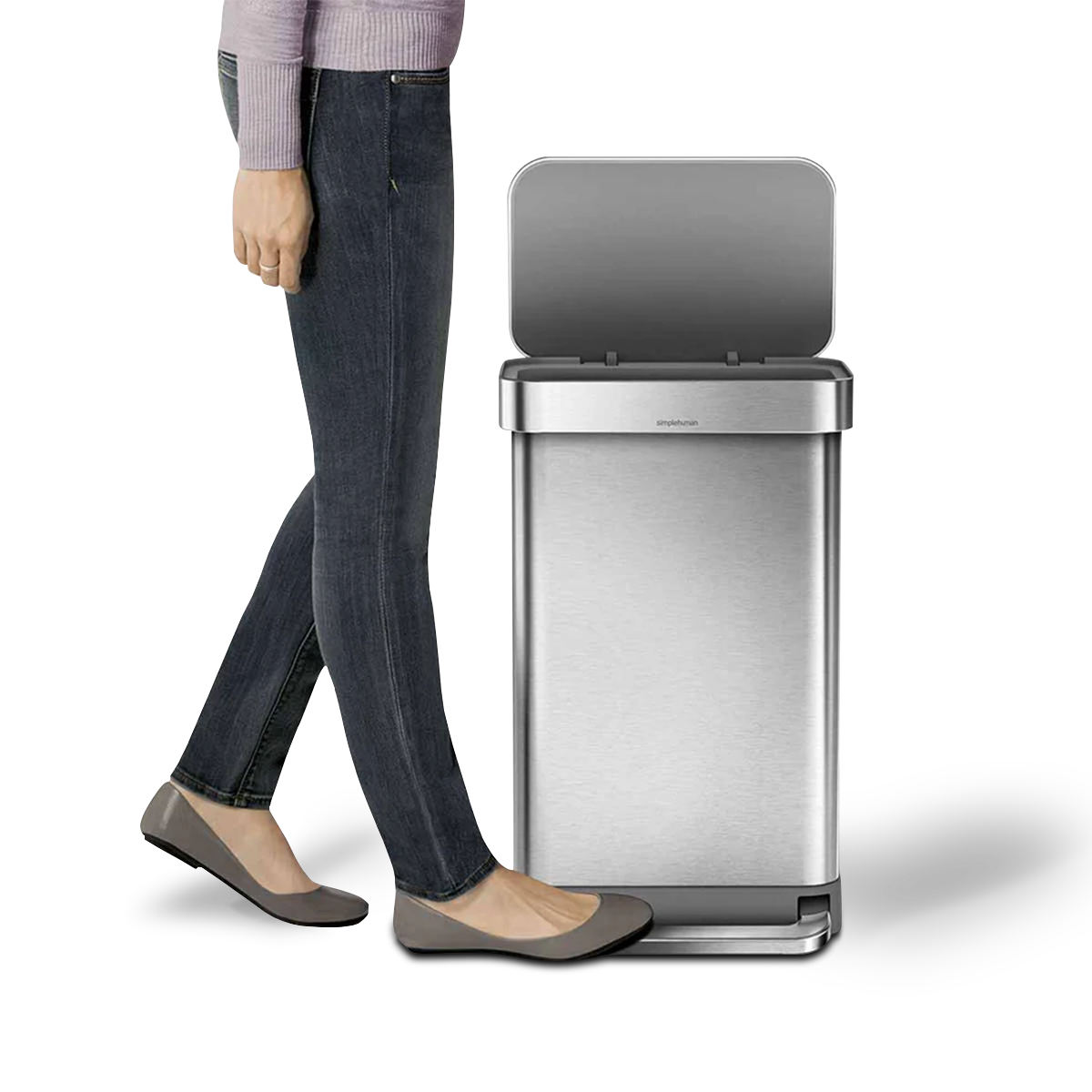 45 litre, rectangular pedal bin with liner pocket