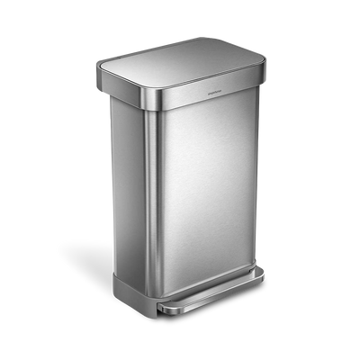 45 litre, rectangular pedal bin with liner pocket
