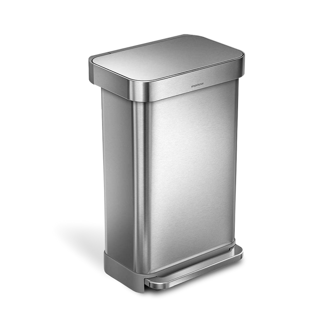 45 litre, rectangular pedal bin with liner pocket