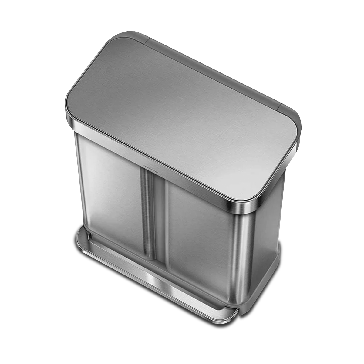 58 litre, rectangular dual compartment pedal bin with liner pocket