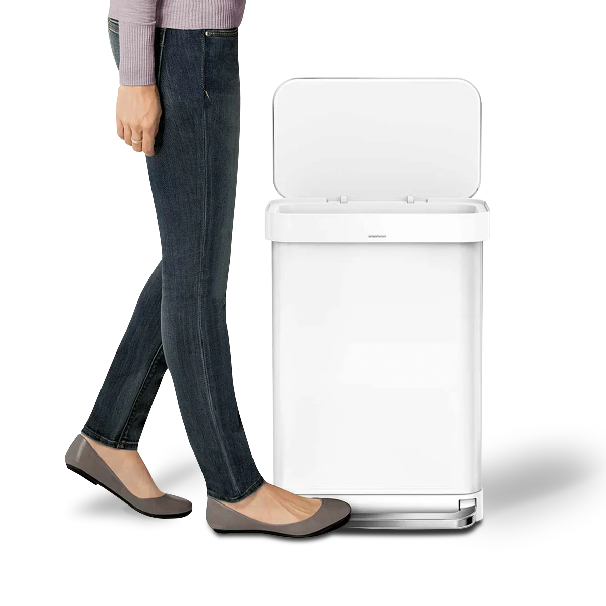 55 litre, rectangular pedal bin with liner pocket