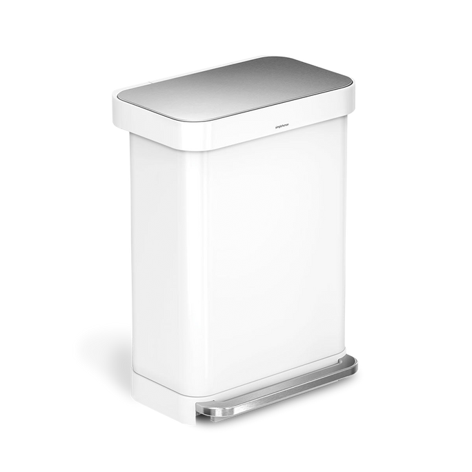 55 litre, rectangular pedal bin with liner pocket