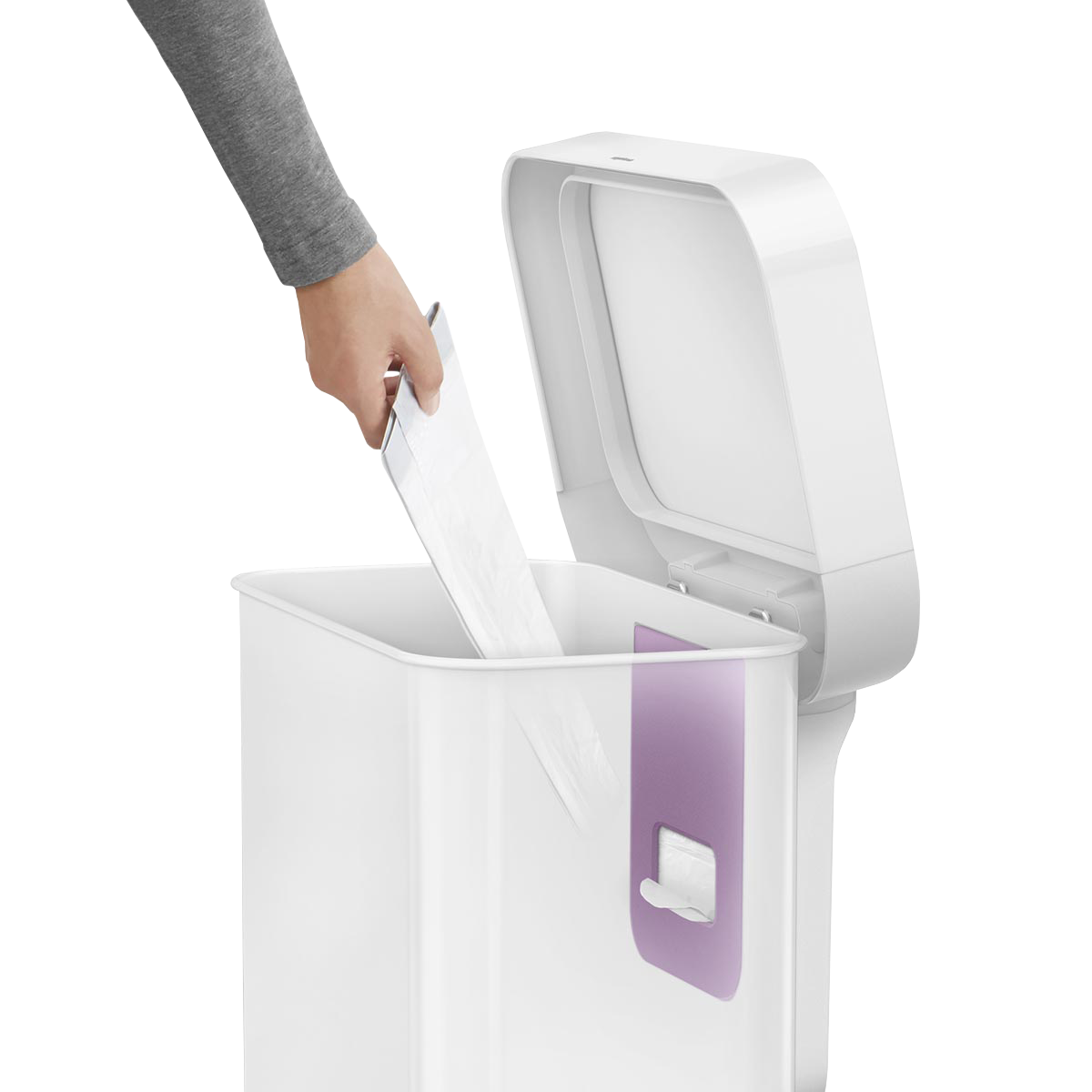 45 litre, rectangular pedal bin with liner pocket