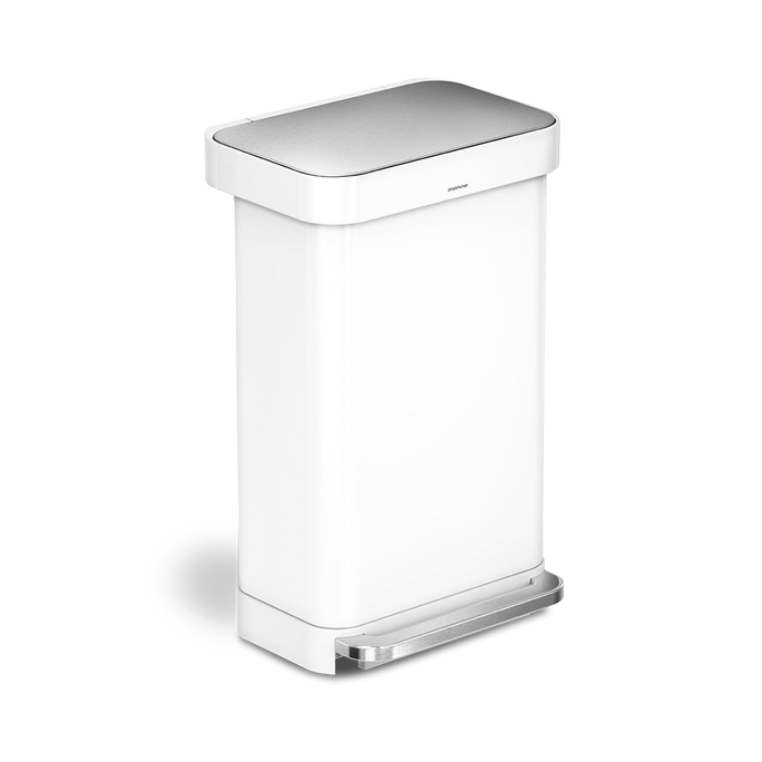 45 litre, rectangular pedal bin with liner pocket