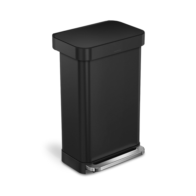 45 litre, rectangular pedal bin with liner pocket