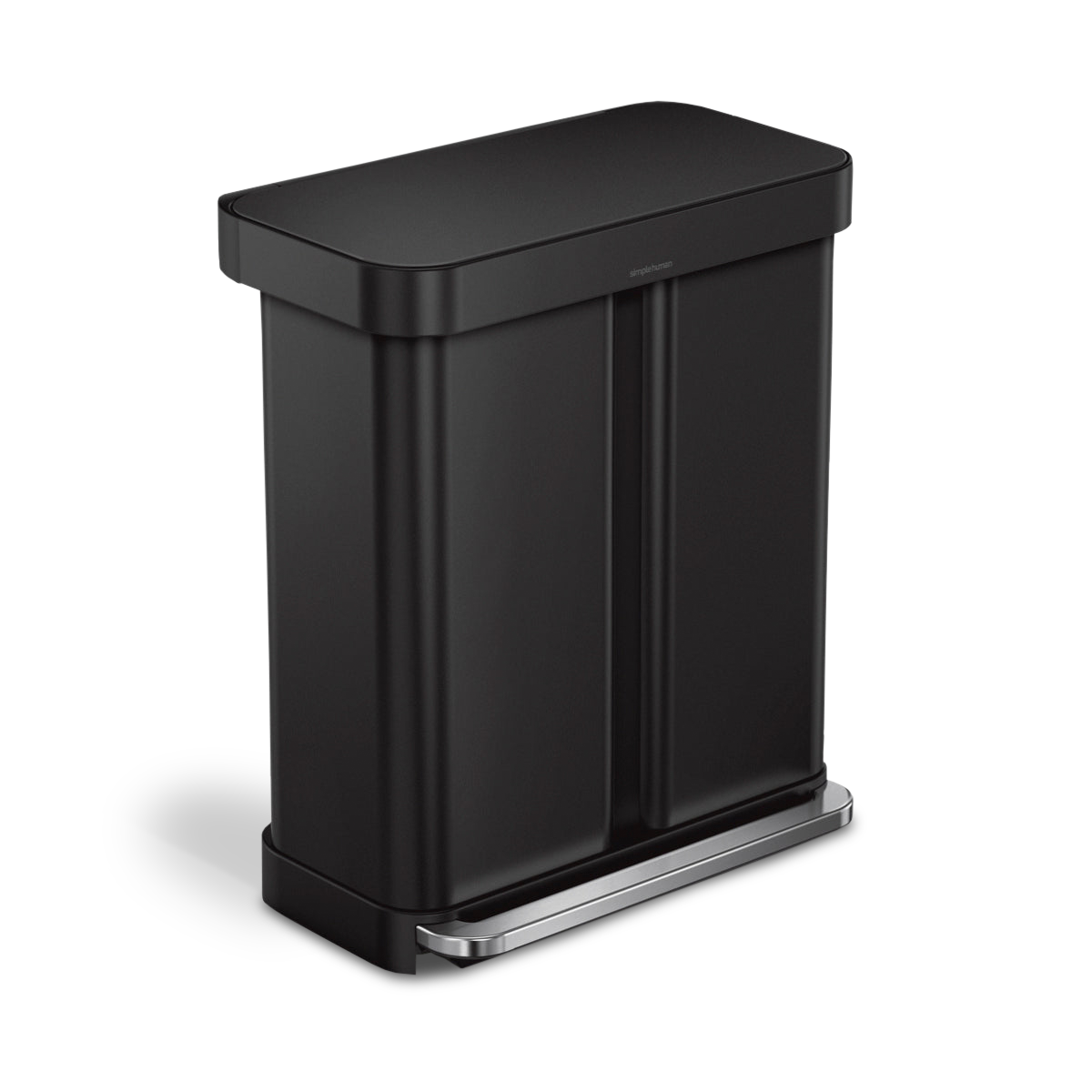 58 litre, rectangular dual compartment pedal bin with liner pocket