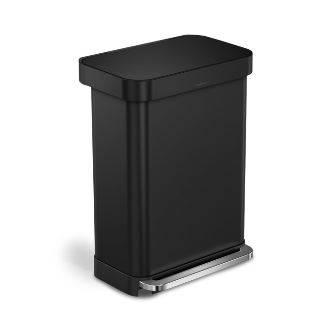 55 litre, rectangular pedal bin with liner pocket