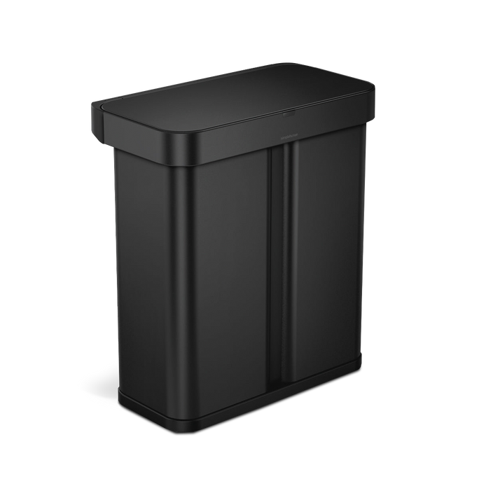 58 litre dual compartment rectangular sensor bin with voice and motion control