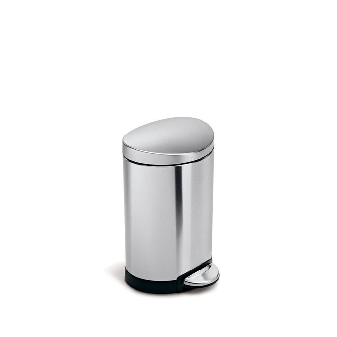 6L semi-round pedal bin - brushed finish - 3/4 view main image