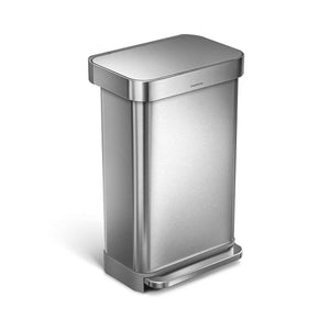 45 litre, rectangular pedal bin with liner pocket